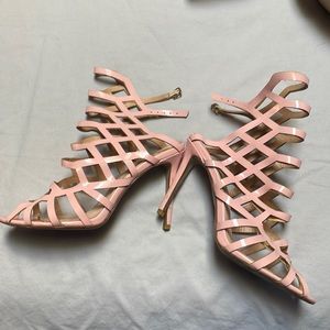 Akira light pink strappy stilettos